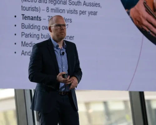 Speaker on the main keynote stage at Digital Adelaide 2025